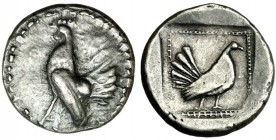 SICILIA. Himera. Dracma (530-482 a.C.). A/ Gallo a izq. R/ Gallina a der. en cuadrado incuso. AR 5,86 g. COP-300. SBG-716. MBC.