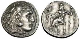 MACEDONIA. Alejandro III. Magnesia. Dracma (323-319 a.C.). R/ Zeus entronizado a izq. con águila y cetro; tirso a izq. AR 4,19 g. PRC-1945. EBC.
