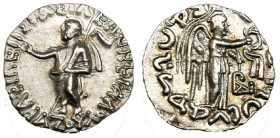 BACTRIA Y REINOS INDO-GRIEGOS. Azes I. Dracma (Bannu) (57-35 a.C.). AR 2,2 g. MIT-2206-2209. EBC.