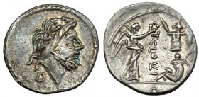 CLOULIA. Quinario. Roma (98 a.C.). D bajo la cabeza de Júpiter. CRAW-332/1b. SB-2a. EBC/EBC-.