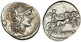 JULIA. Denario. Roma (101 a.C.). R/ La Victoria en biga; L. IVLI. FFC-762. SB-3. MBC+.