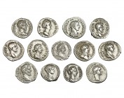 13 denarios de 13 emperadores y augustas diferentes, desde Domiciano hasta Alejandro Severo. De MBC- a EBC-.