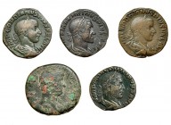 5 sestercios: Adriano, Maximino I, Gordiano III (2) y Filipo I. De RC a MBC.