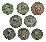 8 ases: Agripa, Claudio I (2), Nerva (2), Trajano, Lucilla y Filipo I. BC+/MBC-.