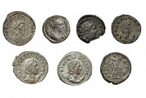 6 antoninianos y 1 denario: Lucilla, Otacilia Severa, Herennia Etruscilla, Salonina, Postumo (imitación bárbara forrado), Mario y Diocleciano. De BC a...