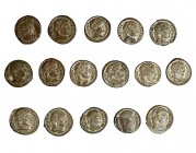 16 monedas de follis reducido (AE-2): Antioquía (9), Cyzicus (3), Nicomedia (2) y Heraclea (2). R.P.O. Calidad media EBC-.