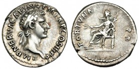 NERVA. Denario. Roma (97 a.C.). R/ La Fortuna sentada a izq.; FORTVNA PR. RIC-17. SB-79. MBC.