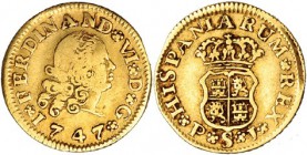 1/2 escudo. 1747. Sevilla. PJ. VI-421. MBC-. Escasa.