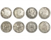 4 monedas de 4 reales. Potosí. 1773, 1798, 1817 y 1819. BC+/MBC-.