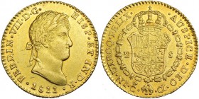 2 escudos. 1811. Cádiz. CI. Marca de ceca grande. VI-1305. R.B.O. EBC. Muy escasa en esta conservación.