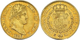 2 escudos. 1823. Madrid. AJ. VI-1346. R.B.O. MBC+. Escasa.