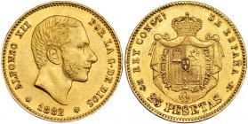 25 pesetas. 1882 *18-82. Madrid. MSM. VII-111. MBC+.