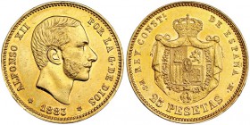 25 pesetas. 1883 *18-83. Madrid. MSM. VII-112. B.O. SC.