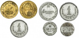 L’Ametlla del Vallès. Serie completa de 5 monedas. S/F. VII-222 a 226. MBC+. Muy escasa.