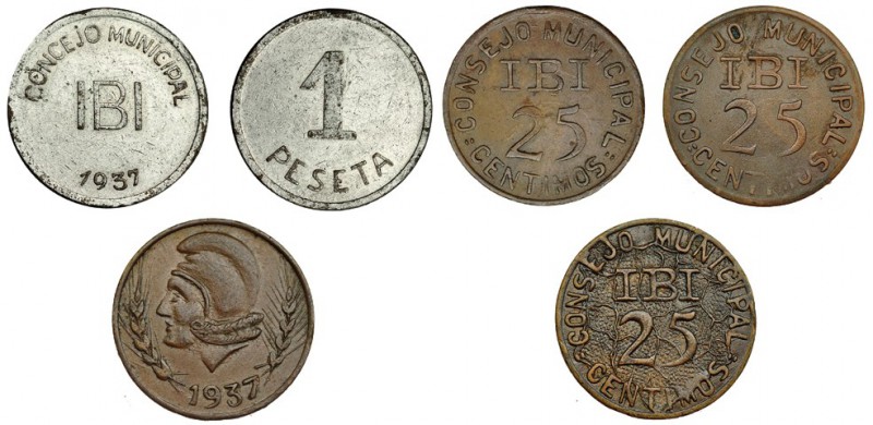 Consejo Municipal de Ibi. Serie completa de 4 monedas. 1937. VII-241-243. Calida...