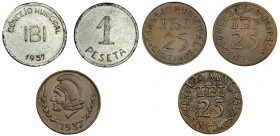 Consejo Municipal de Ibi. Serie completa de 4 monedas. 1937. VII-241-243. Calidad media MBC+. Escasas.