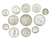 12 monedas: Colombia, EE.UU (2), Letonia, Portugal (4), Suiza (2), Túnez y Venezuela. 7 de ellas de plata. De MBC- a EBC.