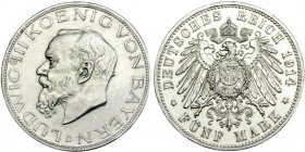ESTADOS ALEMANES. Baviera. 5 marcos. 1914. D. KM-521. EBC.