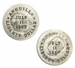 ANGUILA. 2 monedas de dólar. 1967, sobre 5 pesos. México. KM-1 y 2. MBC+.