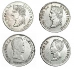 BOLIVIA. 4 monedas de 8 soles. 1841, 1850, 1854 y 1855. KM-103, 109 y 112.2. Potosí. MBC/EBC-.
