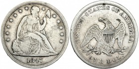 ESTADOS UNIDOS DE AMÉRICA. Dólar. 1847. KM-71. Golpecitos en el rev. BC+. Rara.
