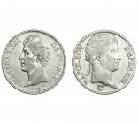 FRANCIA. Lote de 2 monedas de 5 francos. 1812, D y 1827, W. KM-694.5 y 728.13. MBC/MBC+.