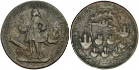 GRAN BRETAÑA. Medalla. Almirante Vermon. Portobello. 22 de noviembre de 1739. AE 40,5 mm. BC+.