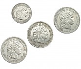 HAITÍ. Lote de 3 monedas de 1 gourne: 1881, 1882 y 1895, Km 46. 50 céntimos, 1895, KM-47. Total 4 monedas. MBC+/EBC-.