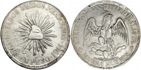 MÉXICO. Peso. 1914. Durango. MUERA HUERTA. Canto liso. KM-621. Defectos de acuñación. MBC+.