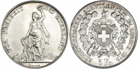 SUIZA. 5 francos. 1872. Zürich. KM-S11. Dos golpecitos en el canto. EBC+.