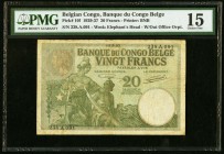 Belgian Congo Banque du Congo Belge 20 Francs 15.9.1937 Pick 10f PMG Choice Fine 15. 

HID09801242017