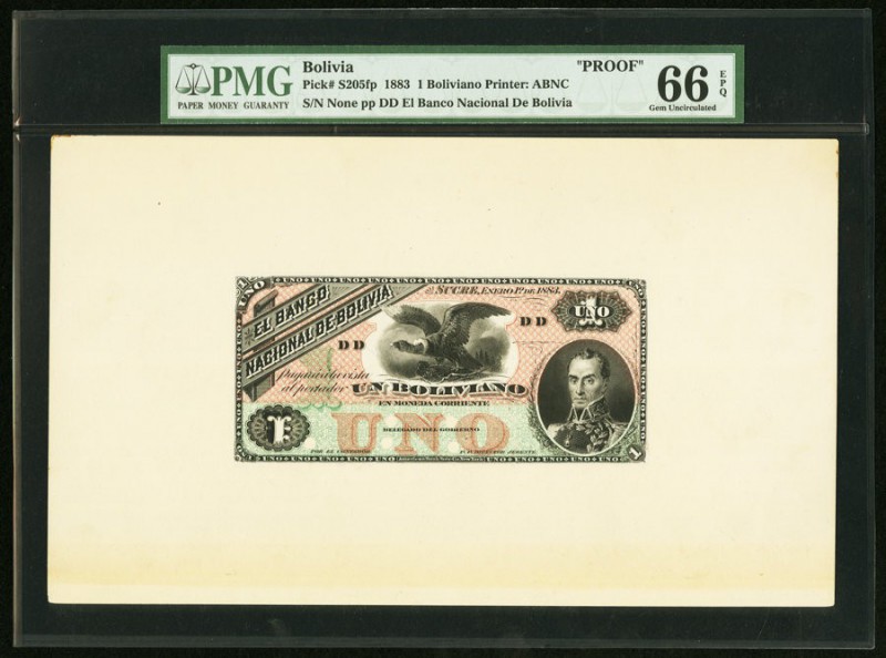 Bolivia Banco Nacional de Bolivia 1 Boliviano 1883 Pick S205fp: bp Face and Back...