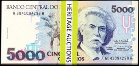 Brazil Banco Central Do Brasil 5000 Cruzeiros ND (1990) Pick 232a Group of 98 Crisp Uncirculated. 

HID09801242017