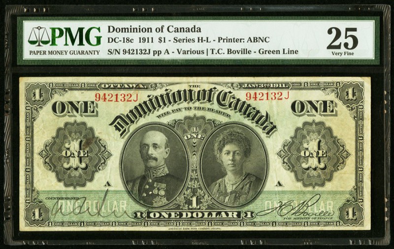 Canada Dominion of Canada 1 Dollar 1911 DC-18c PMG Very Fine 25. Ink.

HID098012...