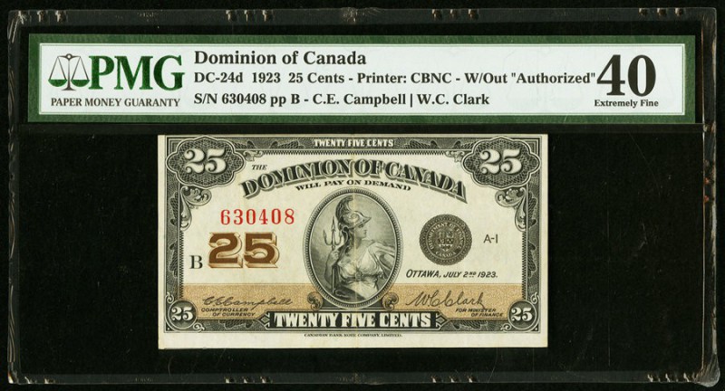 Canada Dominion of Canada 25 Cents 2.7.1923 DC-24d PMG Extremely Fine 40. 

HID0...