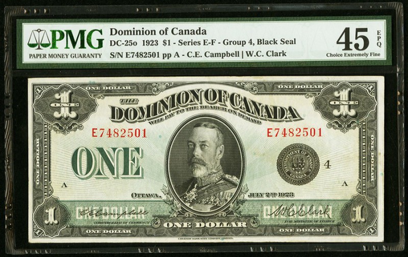 Canada Dominion of Canada 1 Dollar 2.7.1923 DC-25o PMG Choice Extremely Fine 45 ...