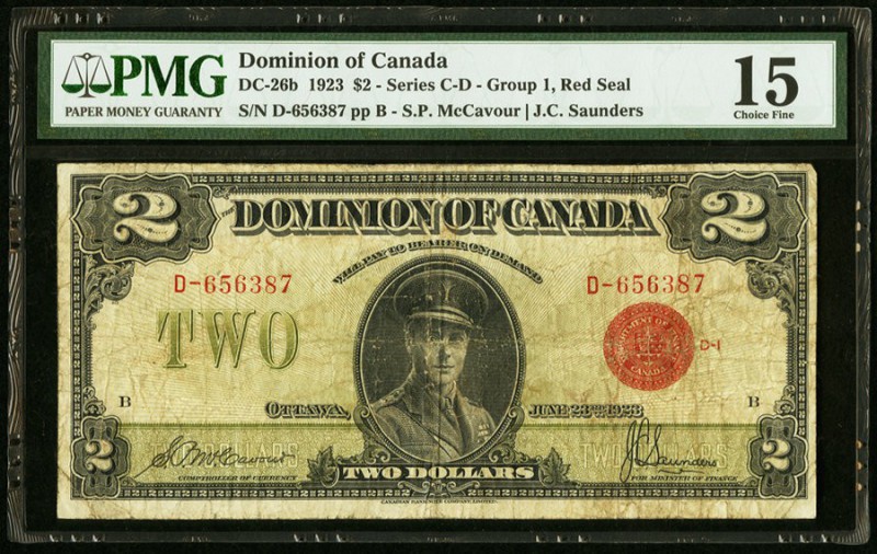 Canada Dominion of Canada 2 Dollars 23.6.1923 DC-26b PMG Choice Fine 15. 

HID09...