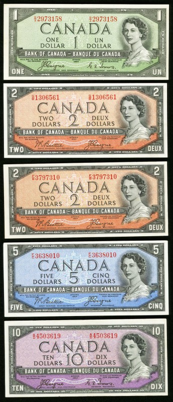 Canada Bank of Canada $1; $2; $5; $10 1954 BC-29a; BC-30b(2); BC-31b; BC-32a Ver...