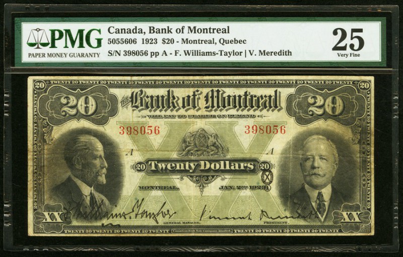 Canada Bank of Montreal $20 2.1.1923 Ch.# 505-56-06 PMG Very Fine 25. 

HID09801...