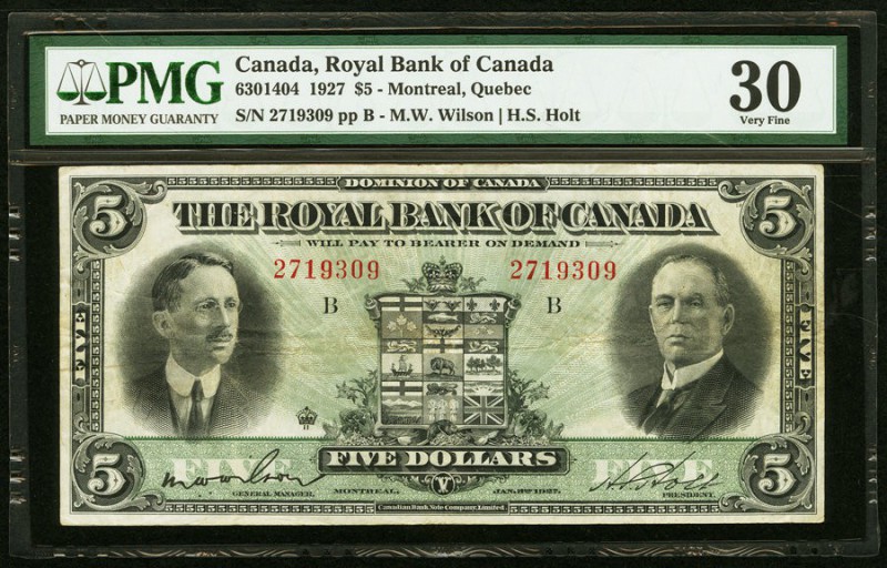 Canada Royal Bank of Canada $5 2.1.1927 Ch. # 630-14-04 PMG Very Fine 30. 

HID0...