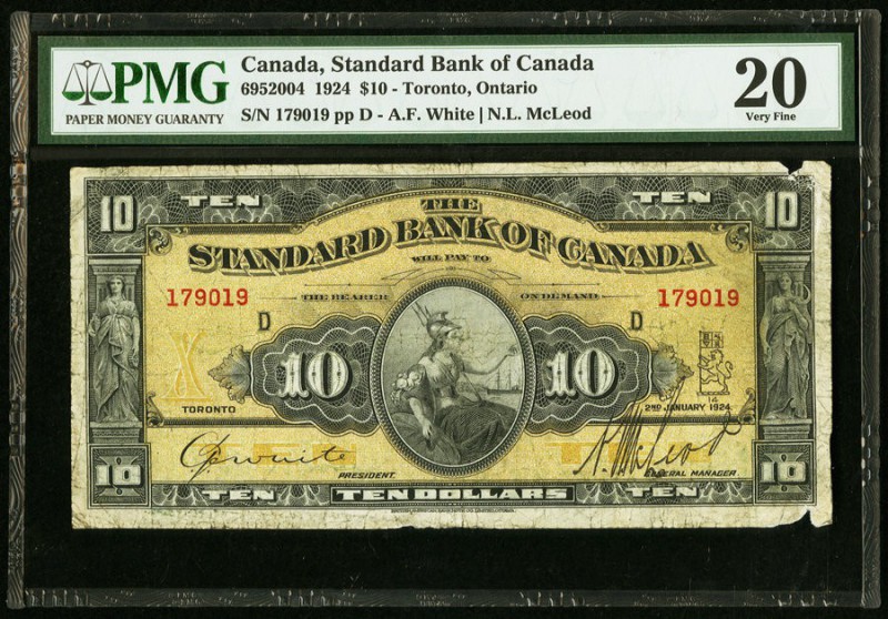 Canada Standard Bank of Canada $10 2.1.1924 Ch. # 695-20-04 PMG Very Fine 20. Pi...