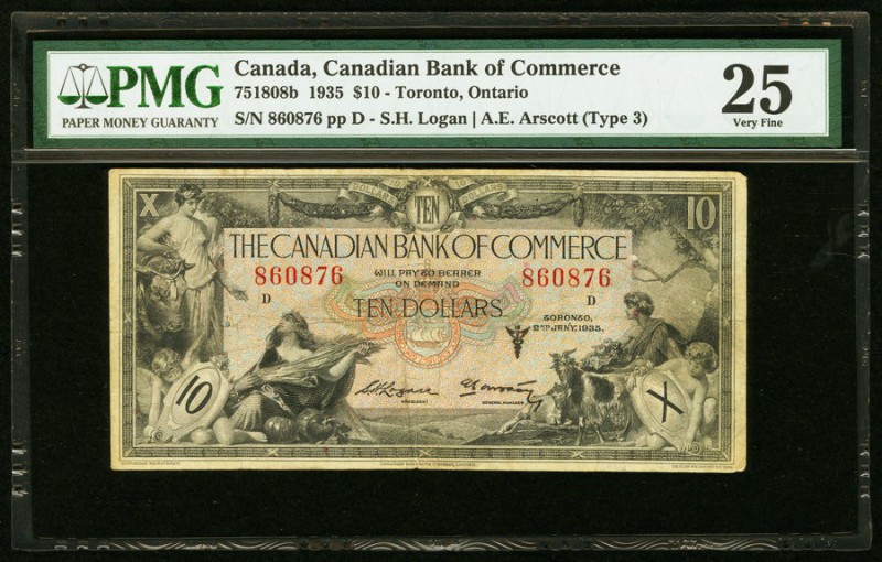 Canada Canadian Bank of Commerce $10 2.6.1935 Ch. # 75-18-08b PMG Very Fine 25. ...