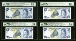 Cayman Islands Currency Board 1 Dollar 1971; 1974 Pick 1a; 1b; 5a; 5f Four Examples PMG Gem Uncirculated 66 EPQ(3); PMG Gem Uncirculated 65 EPQ. 

HID...