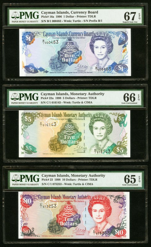 Cayman Islands Currency Board $1; $5; $10 1996; 1998 (2) Pick 16a; 22a; 23 Three...