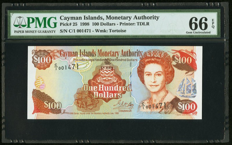 Cayman Islands Monetary Authority 100 Dollars 1998 Pick 25 PMG Gem Uncirculated ...