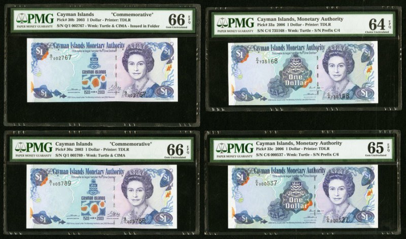 Cayman Islands Monetary Authority 1 Dollar 2003 (2); 2006 (2) Pick 30a; 30b; 33a...