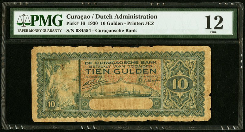 Curacao De Curacaosche Bank 10 Gulden 1930 Pick 16 PMG Fine 12. 

HID09801242017