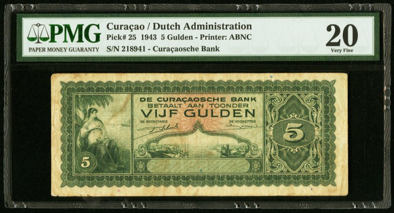 Curacao De Curacaosche Bank 5 Gulden 1943 Pick 25 PMG Very Fine 20. 

HID0980124...
