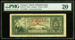 Curacao De Curacaosche Bank 5 Gulden 1943 Pick 25 PMG Very Fine 20. 

HID09801242017
