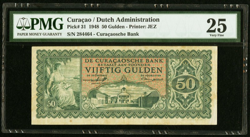 Curacao De Curacaosche Bank 50 Gulden 1948 Pick 31 PMG Very Fine 25. 

HID098012...